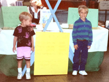 Jeremy & Sean at a booth at the local mall